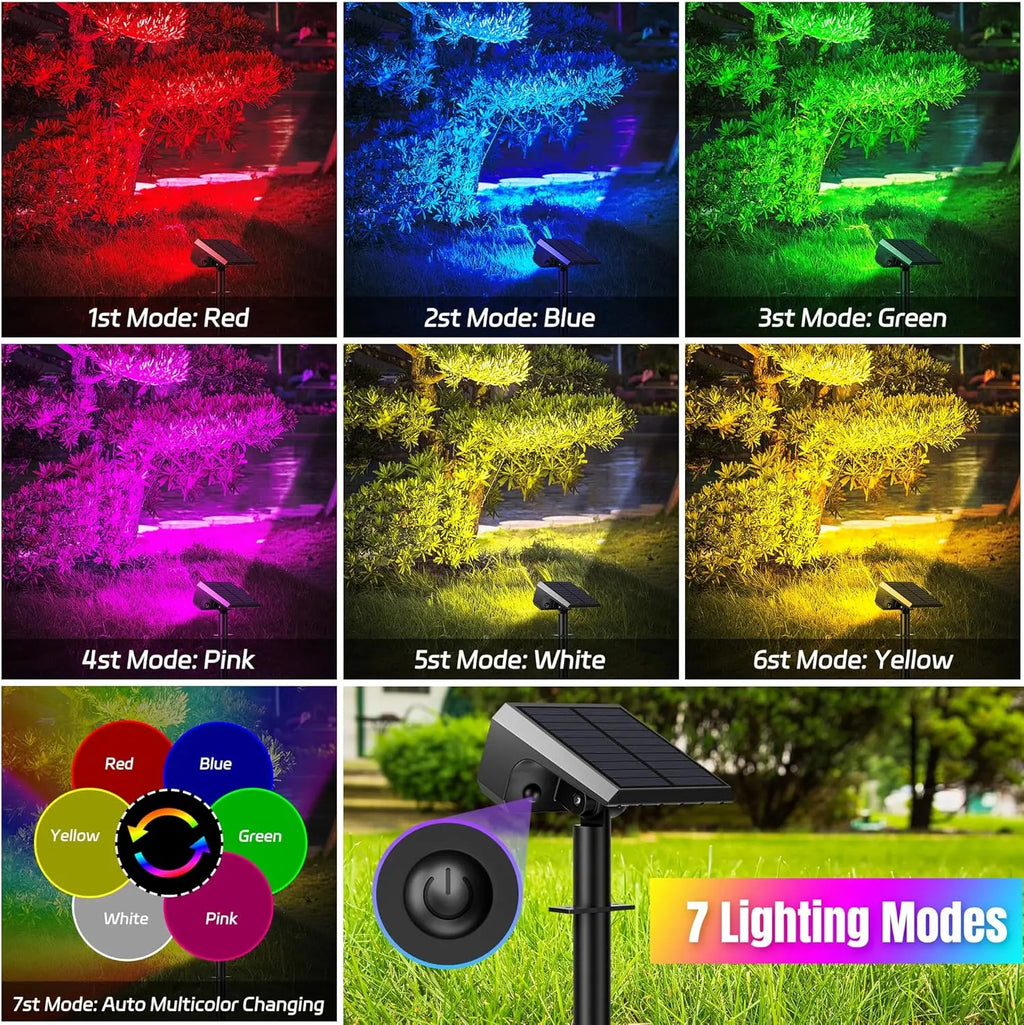 10-Pack Solar Spot Lights, 28 LED Color Changing with 7 Modes, IP67 Waterproof for Outdoor Yard Garden
