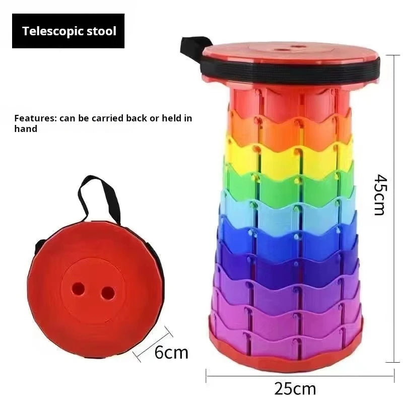 Folding Stool Outdoor Portable Chair Retractable Adjustable Bench Camping, Fishing Multi-scene Applicable
