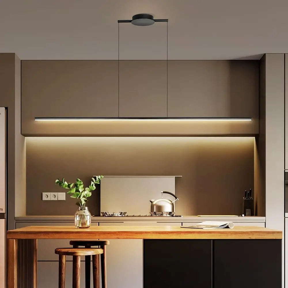 Kitchen Island Pendant Lighting 47.24 Inch Linear Light ixture Chlier 16W 3000K Warm Light Dimmable LED Hanging Light ixture or