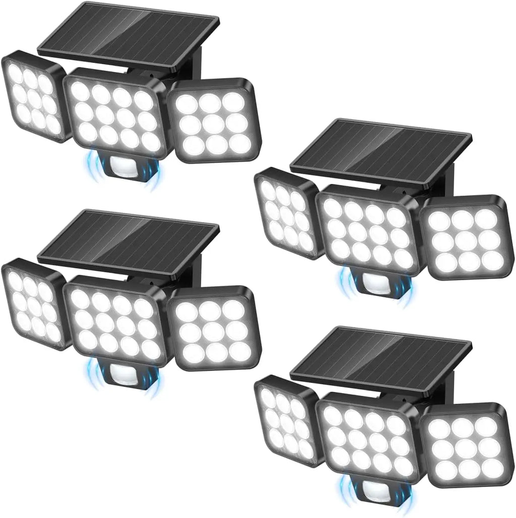 4-Pack Solar Motion Sensor Flood Lights, 3500LM Bright Waterproof Outdoor Security Lighting for Yard