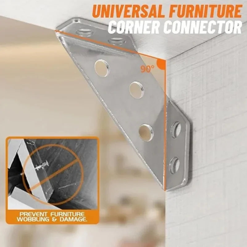 10/20/40/50pcs Thickened 90 Degrees Right Angle Stainless Steel Fixed Bracket Furniture Connectors - Home Improvement