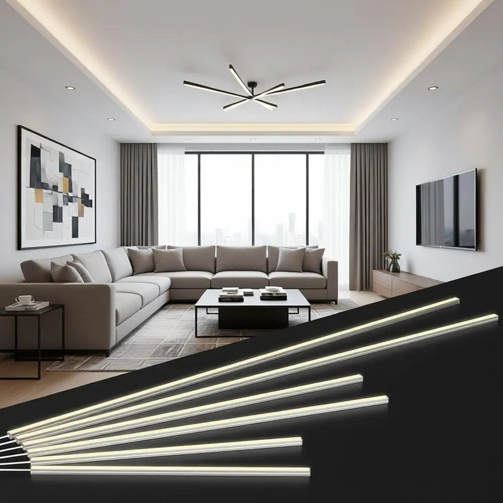 6PCS Self-Adhesive Dimmable LED Light Strips, 3000K Warm White with Touch Control, for Wood Wall Panels, Stairs, Board, Under Ca