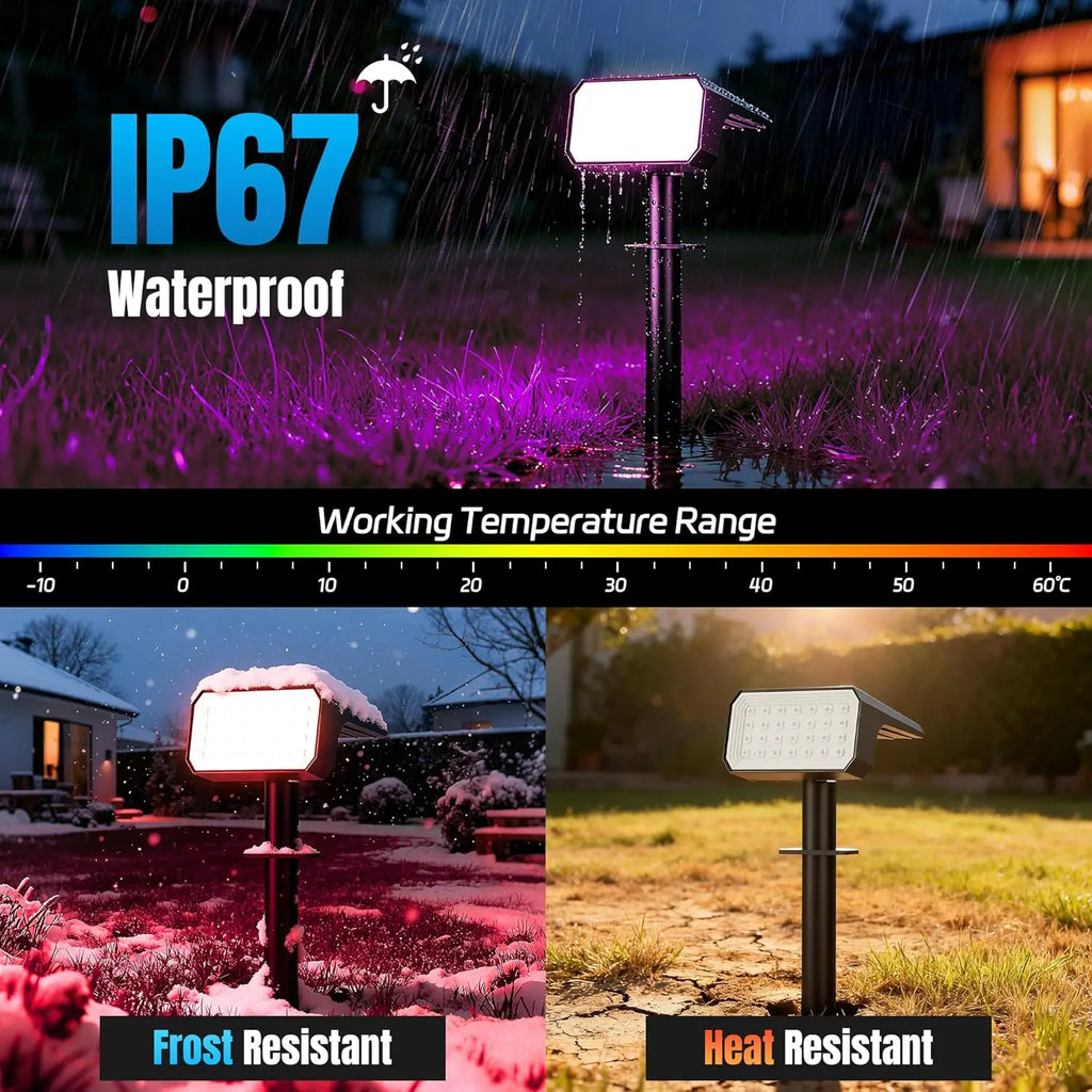 Solar Spot Lights Outdoor Color Changing, 10 Pack 28 LED 7 Modes Auto On/Off IP67 Waterproof Pathway Garden