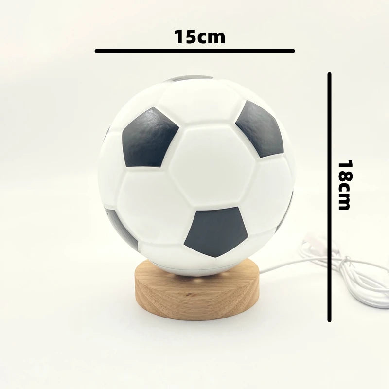 Football Glass Table Lamp High-End LED Bedroom Study Bedside Decor Ambient Lamp