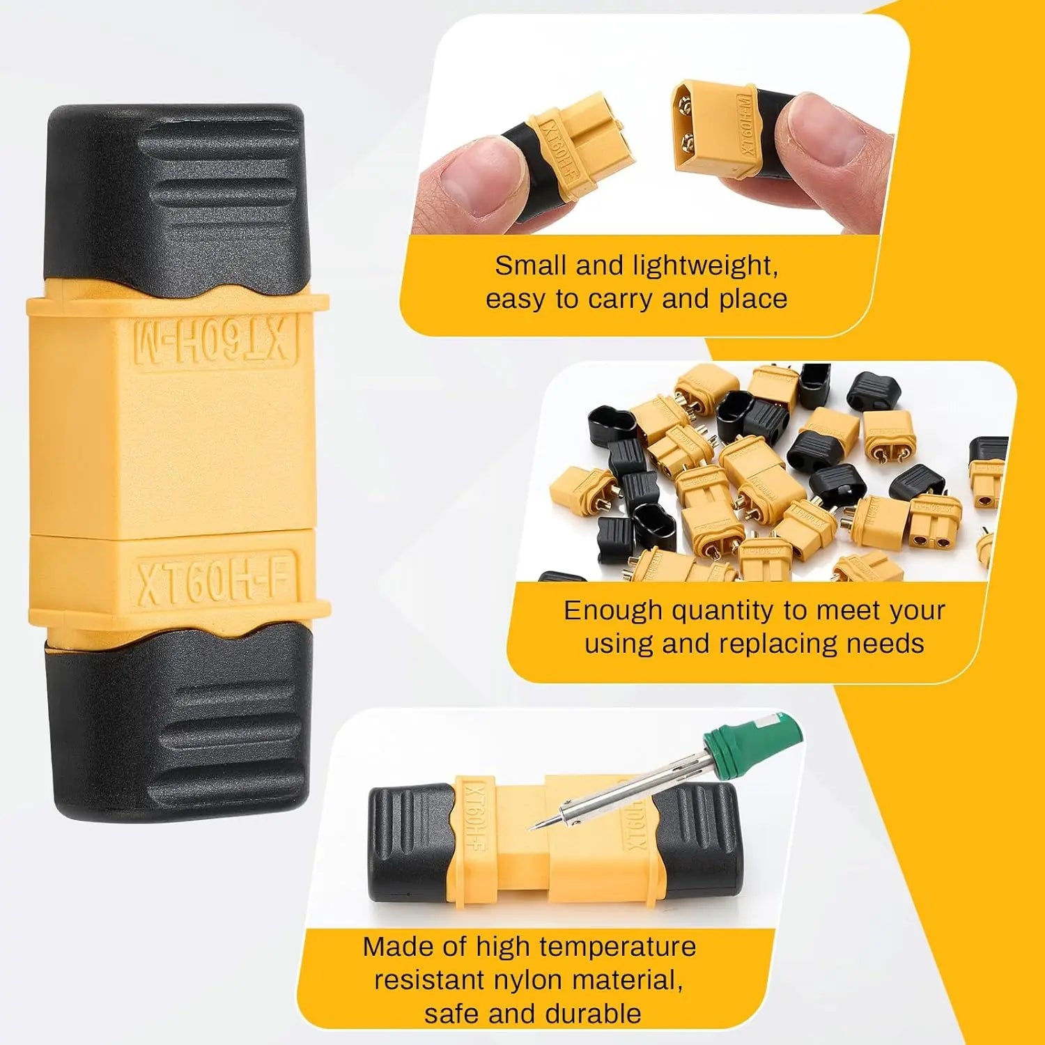 10 Pair XT60H (XT60 Upgrade) Connectors, XT60H Male Female Bullet Connectors Plugs with Sheath for Lithium Battery RC Planes Car