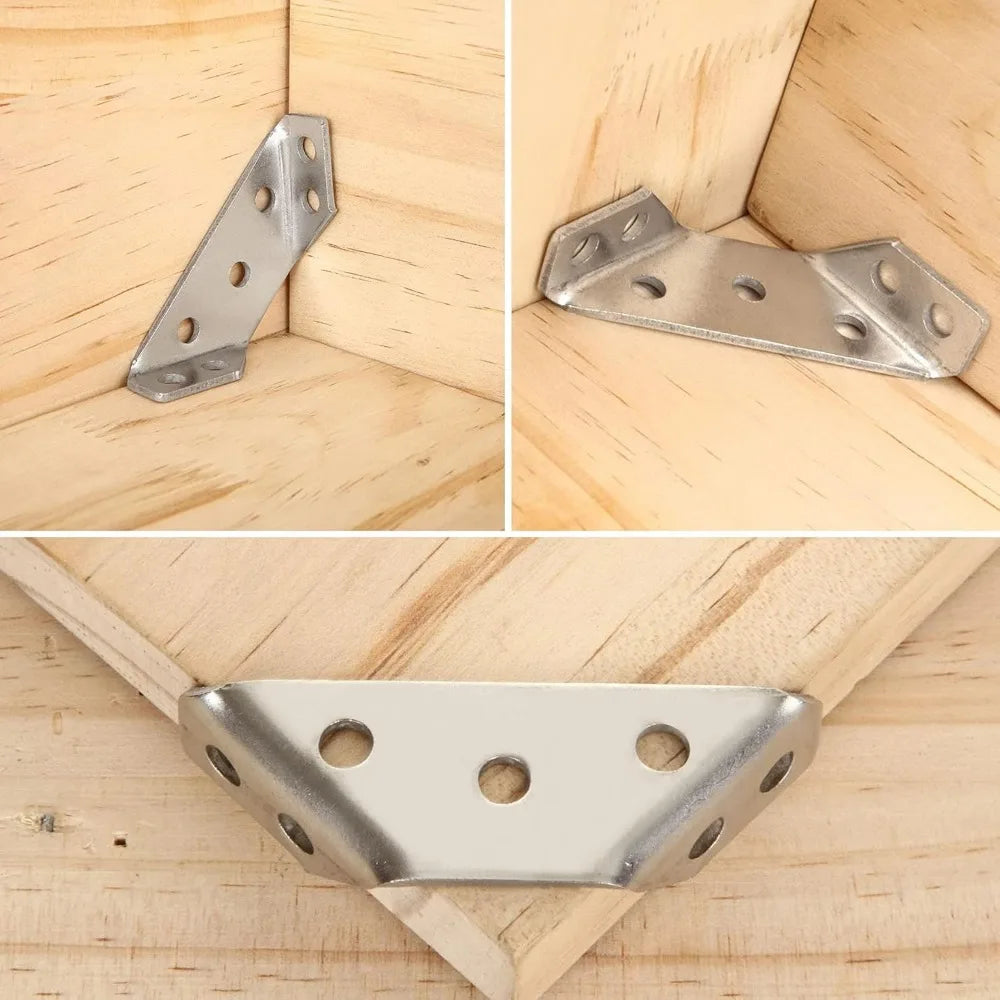 100Pc-12Pc Stainless Steel Angle Bracket Universal Furniture Right Angle Fixed Bracket Cabinet Trapezoidal Layer Board Connector
