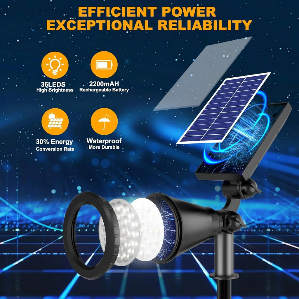 36 LED Solar Spot Lights, 1000LM Adjustable Waterproof Outdoor Lighting for Garden Yard Pathway - 4 Pack Cool White