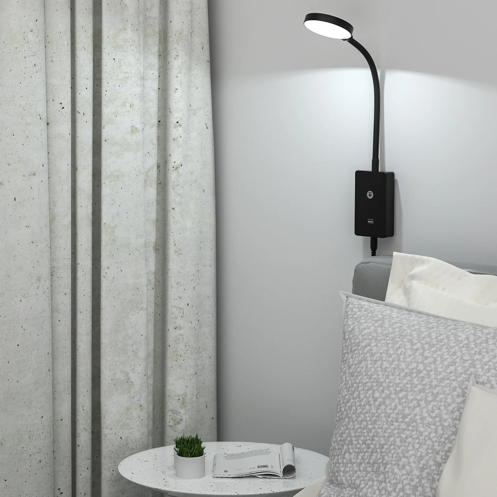 Touch Dimmable LED Bedside Wall Mounted Reading Lamp for Bedroom Nightstand, 4 Brightness Levels, 120° Wide Angle Lighting