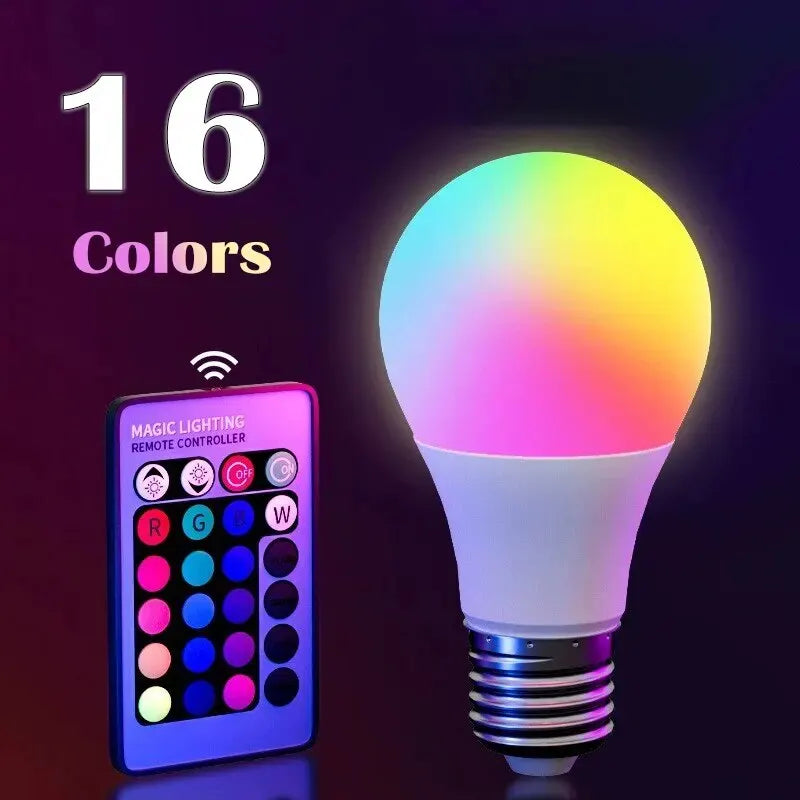 LED RGB Light Bulb AC 220V 230V E27 Bombillas LED  IR Remote Control Changeable Colorful RGBW Led Lamp Spotlight Bulb