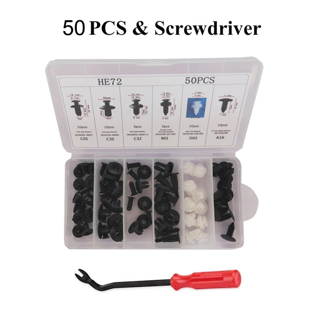 415/100/50 Pcs Universal Car Bumper Retainer Clips Fender Hole Rivets Fasteners Screw Mix Size Door Trim Panel Fender Parts Tool