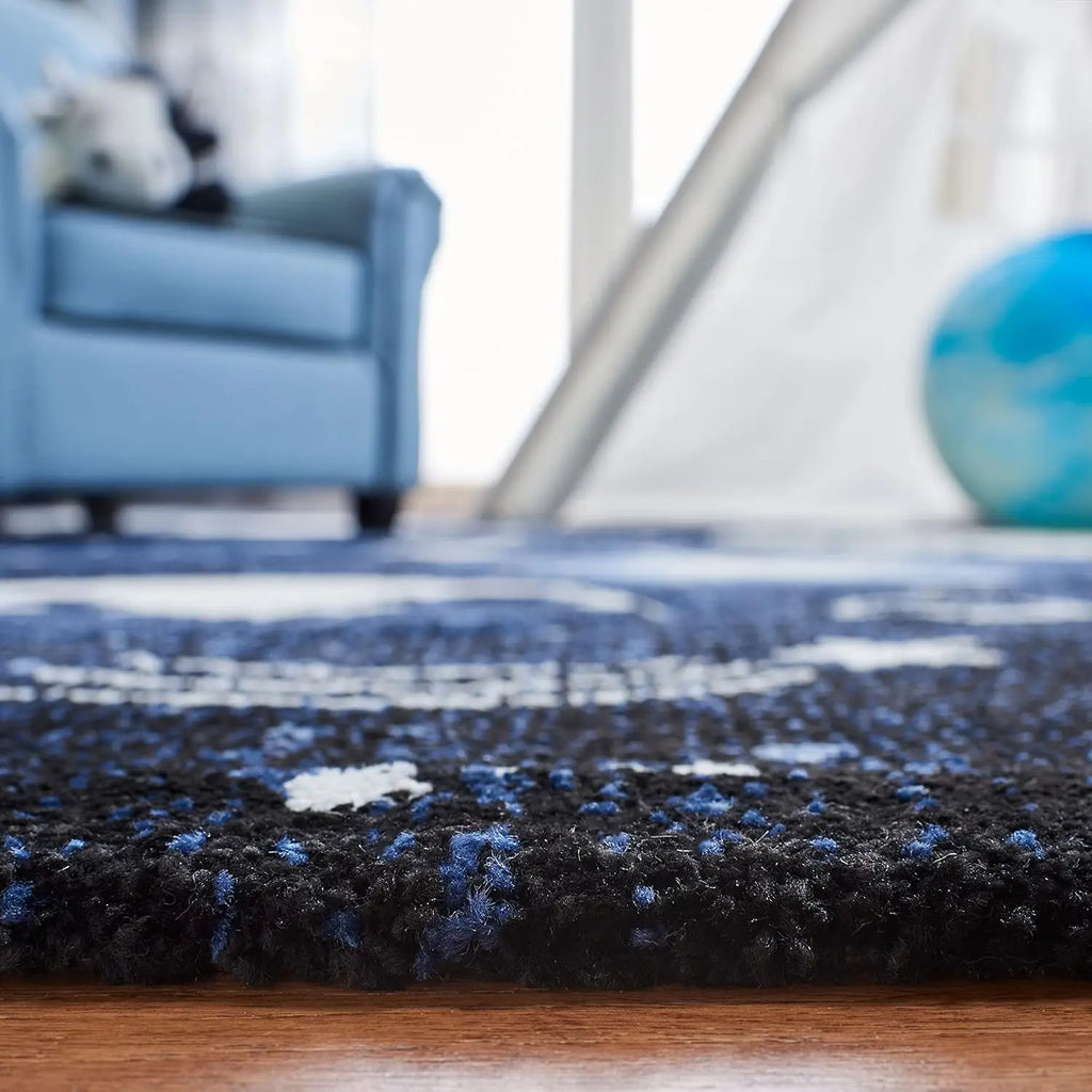 Kids' Playroom Rug 6'7" x 9', Dark & Light Blue, Non-Shedding & Easy Clean for High Traffic Areas