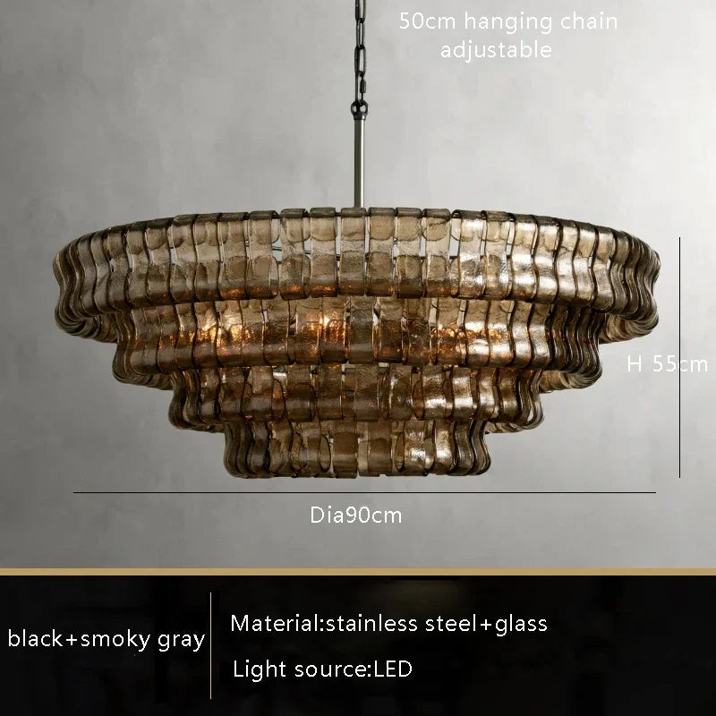 Gray Glass Ceiling Chandeliers 2026 Classic Round Hanging Lamps for Ceiling Home Decoration Lighting Gold Lustres Lamparas