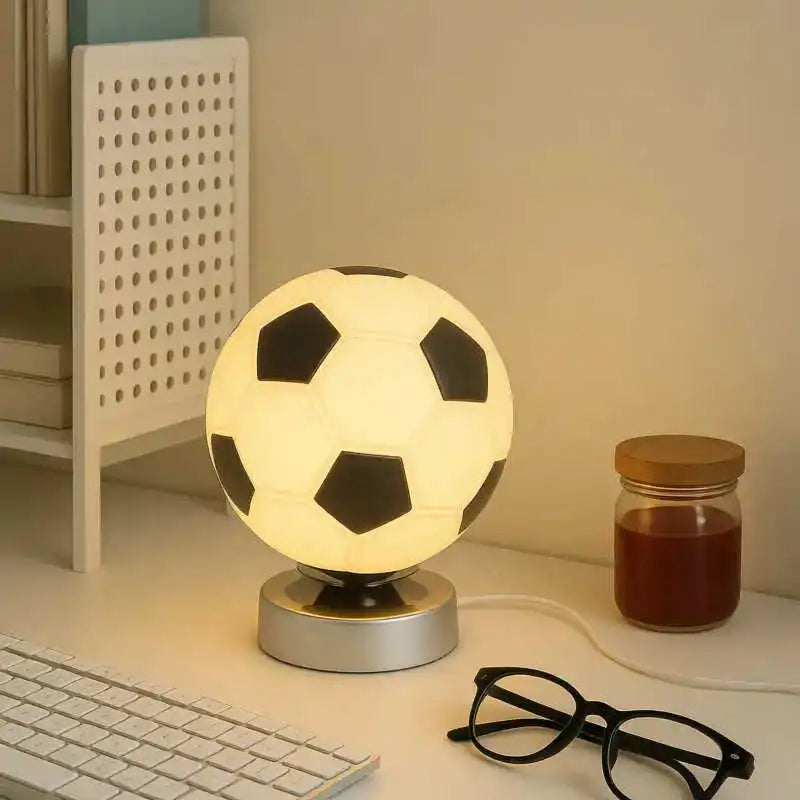 Football Basketball Glass Table Lamp Modern Minimalist Kids Room Reading Bedside Fan Boyfriend Gift Lamp
