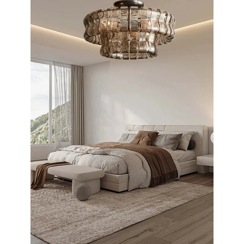 Gray Glass Ceiling Chandeliers 2026 Classic Round Hanging Lamps for Ceiling Home Decoration Lighting Gold Lustres Lamparas