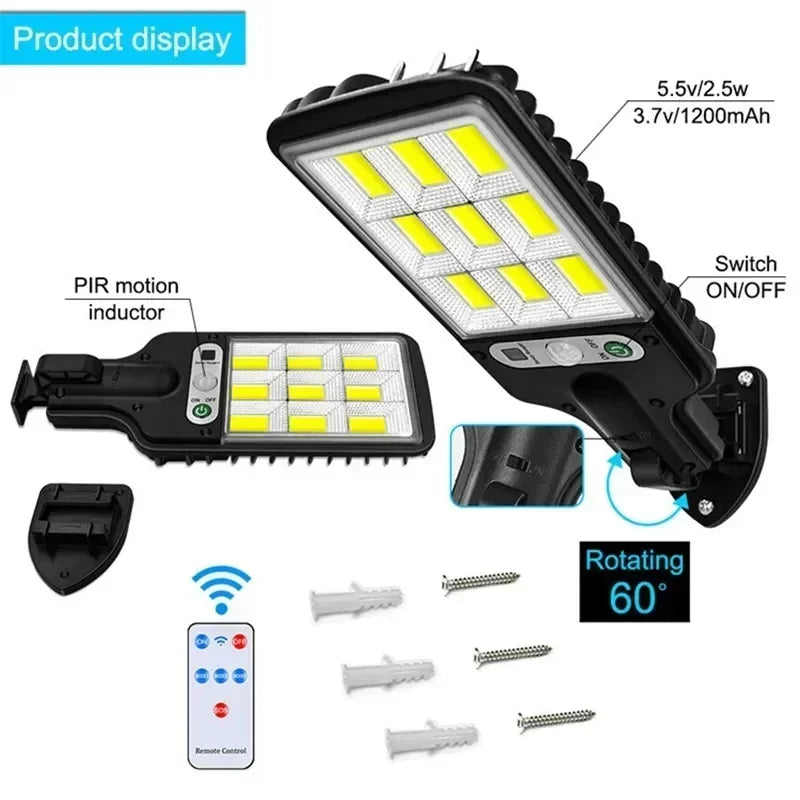1~6PCS Solar Wall Lamp Motion Sensor 3 Working Modes Outdoor Garden Courtyard Security Waterproof Decoration Street Lights