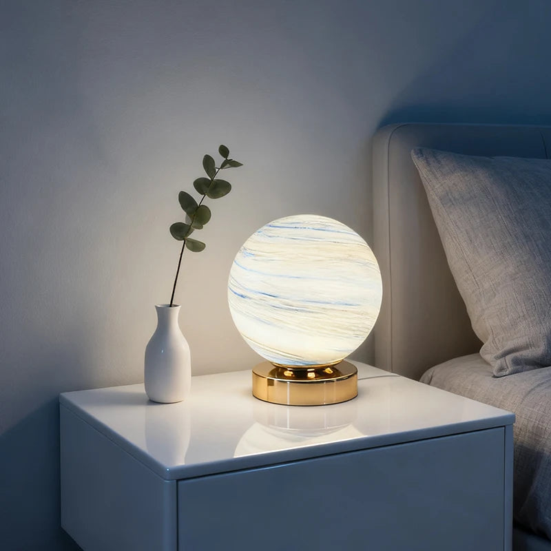 Planet Table Lamp Cosmic Starry Sky Moon Creative Planet Table Lamp Bedroom Bedside Romantic Ambient Lamp Birthday Holiday Gift