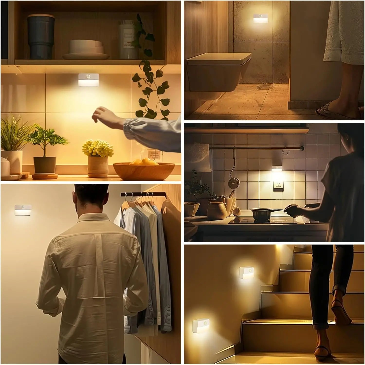 8 Pack Motion Sensor Stair Lights, Battery Operated Wireless LED Night Lamps for Indoor Use