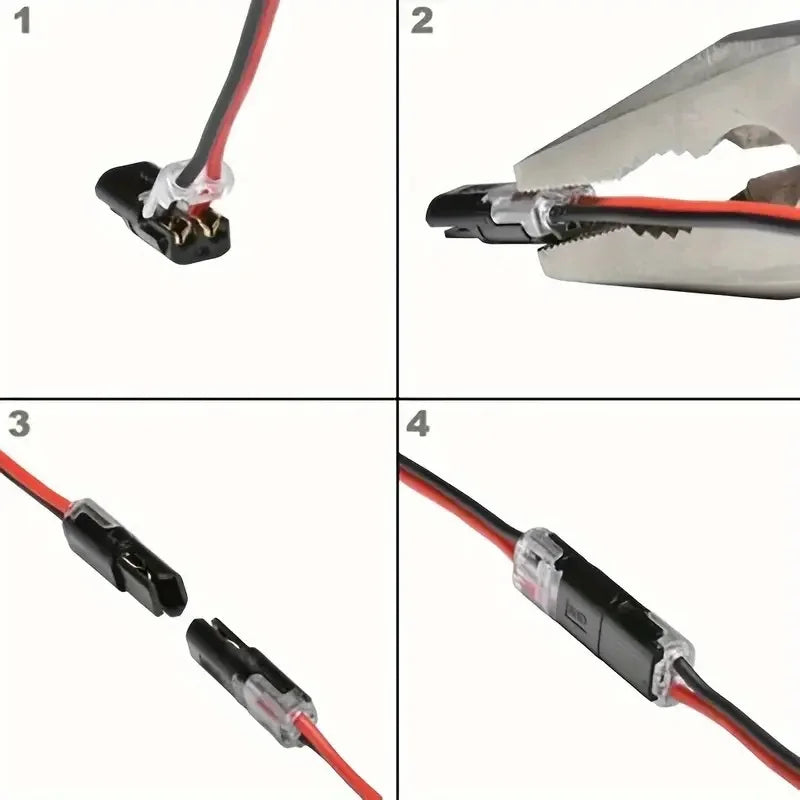 10/20/30/40/50Pcs Pluggable LED Wire Connectors, 2 Pin 2 Way Universal Compact Wire Terminals, No Wire-Stripping Required
