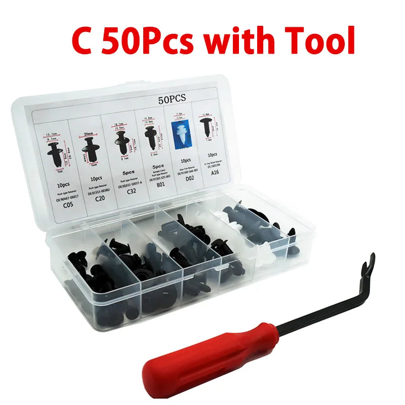 415/100/50 Pcs Universal Car Bumper Retainer Clips Fender Hole Rivets Fasteners Screw Mix Size Door Trim Panel Fender Parts Tool