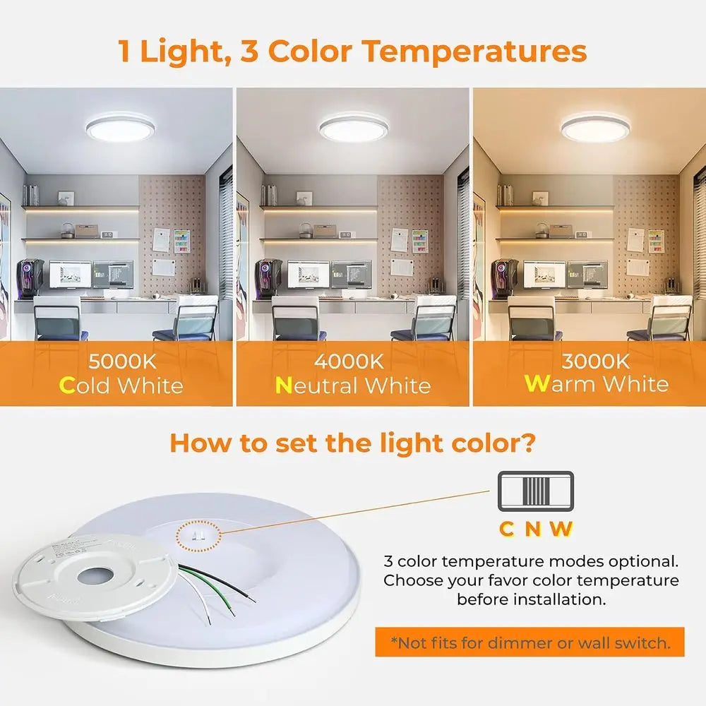 Mount Ceiling Light, 8.66 Inch 18W 3000K/4000K/5000K Hardwire Fixture, Ultra Thin Round White Lamp for Kitchen Porch Bedroom Hal