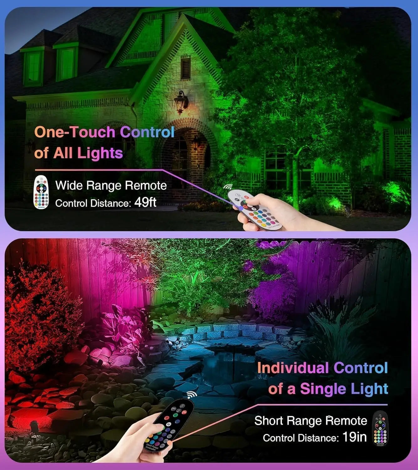 4-Pack RGBW Outdoor Spotlights with Remote Control, 12W Color Changing Landscape Lights Waterproof for Yard Garden