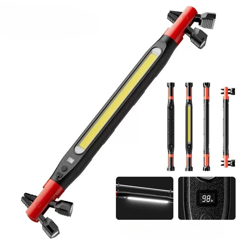 High Lumen Rechargeable LED Work Light Ideal for Car Emergency Repair Powerful Magnetic Flashlight with Hooks and Magnetic Base