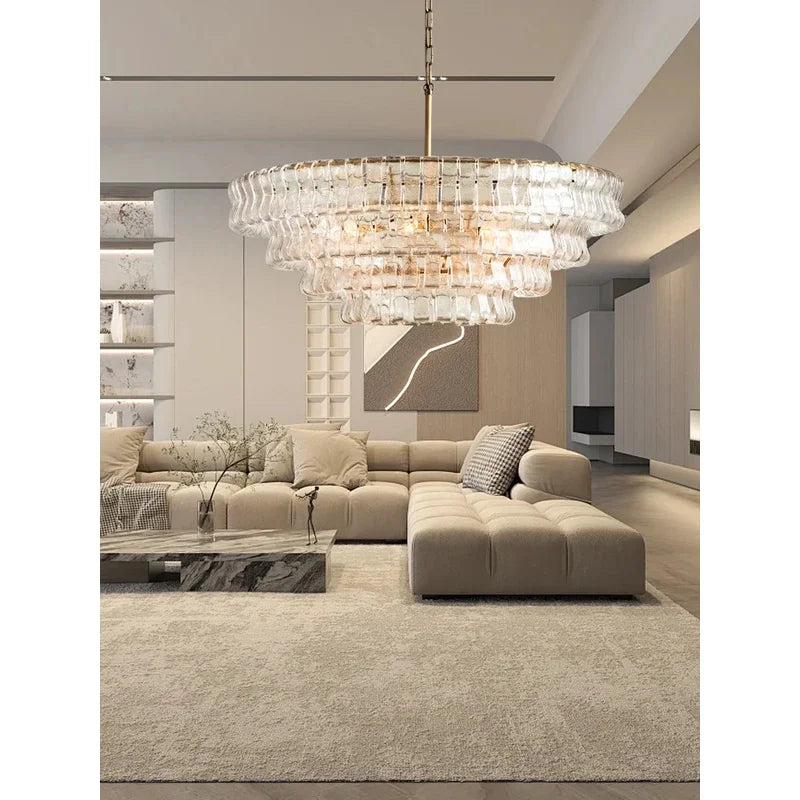 Gray Glass Ceiling Chandeliers 2026 Classic Round Hanging Lamps for Ceiling Home Decoration Lighting Gold Lustres Lamparas