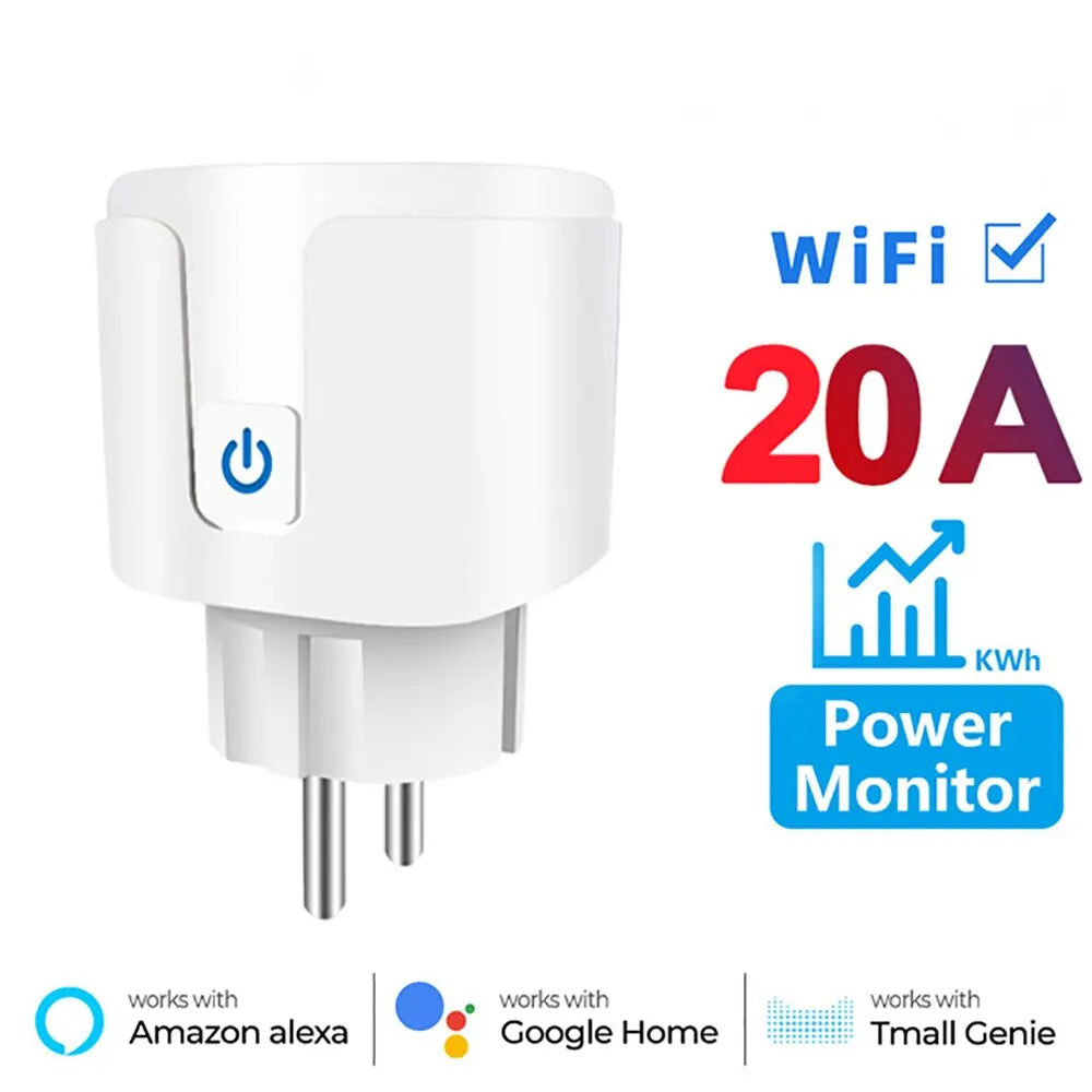 Smart Plug WiFi Socket EU 16A/20A With Power Monitor Timing Function Tuya Smart Life APP Control Works With Alexa Google Home
