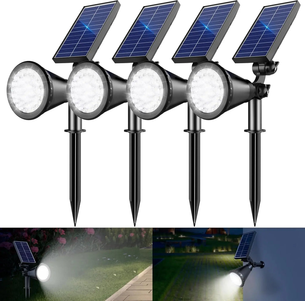36 LED Solar Spot Lights, 1000LM Adjustable Waterproof Outdoor Lighting for Garden Yard Pathway - 4 Pack Cool White