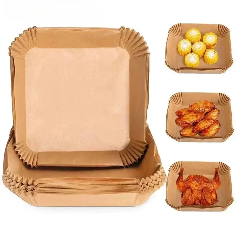 50/100pcs Square Silicone Oil Paper Mini Air Fryer Liner Suitable For Most Air Fryers Non Stick Air Fryer