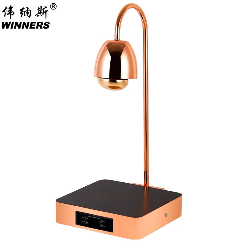 Commercial Rose Gold Stainless Steel Double Heads Food Heat Lamp Digital Control Electric Food Warming Plate for Buffet