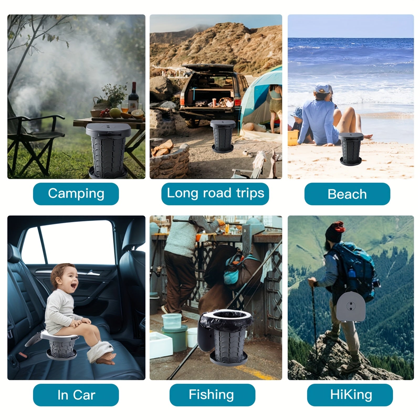 Adjustable Portable Camping Toilet with Storage Bag