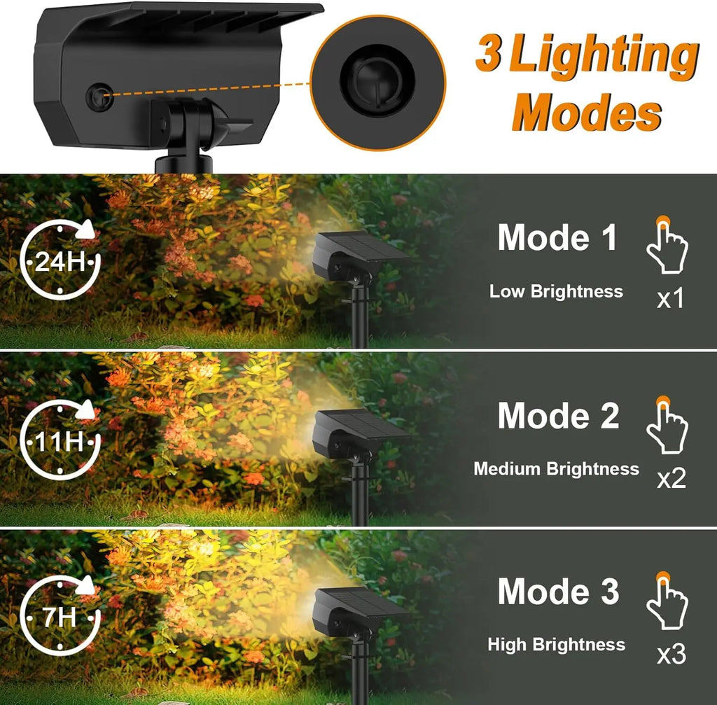 8-Pack Solar Spot Lights, 76 LED 3 Modes IP65 Waterproof Outdoor Landscape Wall Lighting for Garden Pathway Warm White