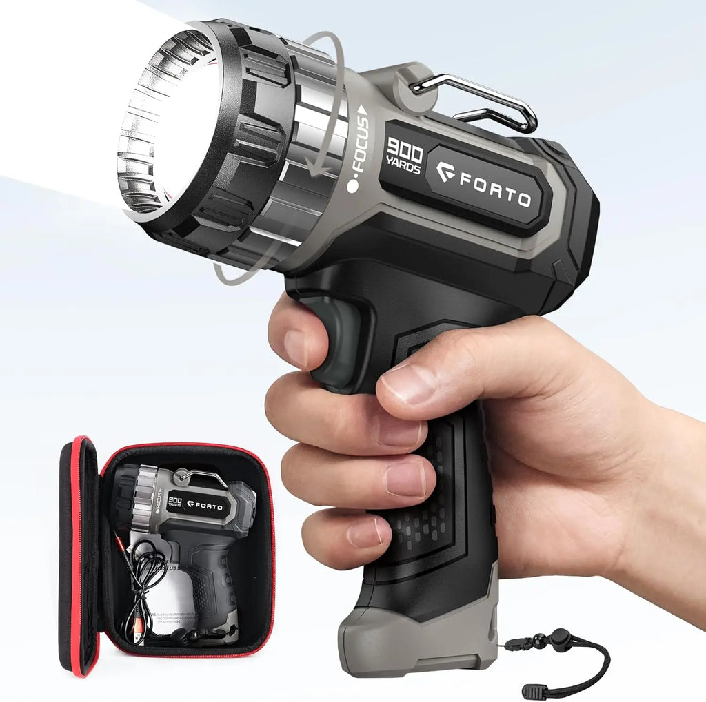 Compact Rechargeable Spotlight with Adjustable Focus, 823m Range, 3 Modes for Outdoor Boating Hunting Camping Hiking
