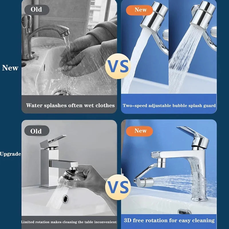 1PC 1080 Swivel Stainless Steel Kitchen Faucet Extender Universal Splashproof Dual Mode Bathroom Sink Accessories with Adapter