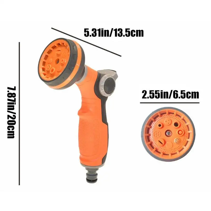 Water Hose Nozzle Water Pipe Sprayer High Pressure Hose Nozzle Leak Proof Handheld Garden Sprayer 8 Adjustable Spray Patterns