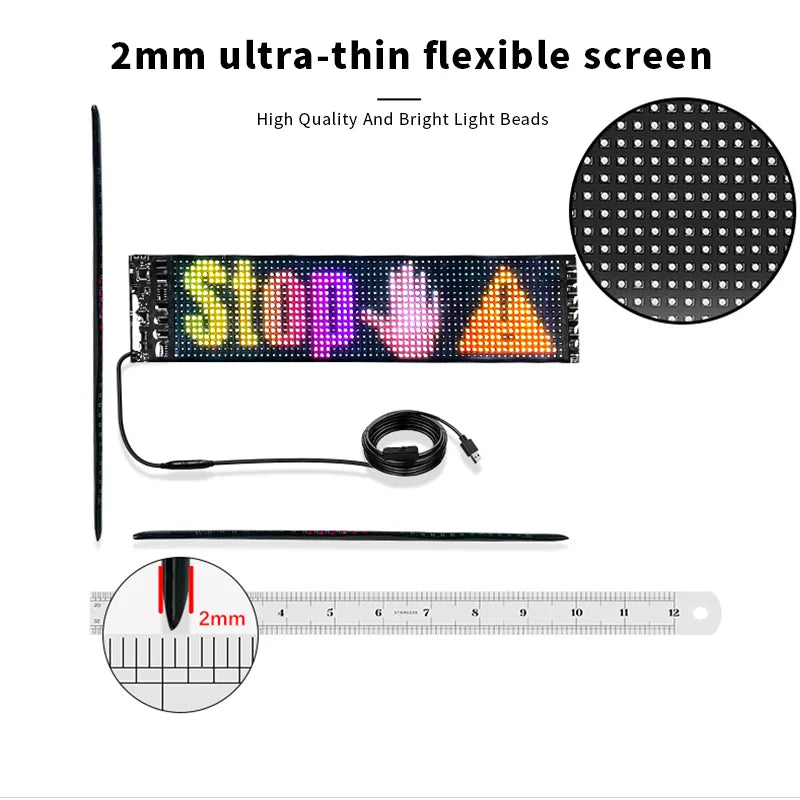 Scrolling Advertising Bluetooth App 5V USB Control LED Car Sign Animation Programmable For Car Show LED Matrix Pixel Panel Light