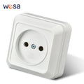 WESA White Wall Surface 2 Sockets Plugs EU Exterior Electrical Outlets With Ground Power Socket Flame Retardant Paint Plastic