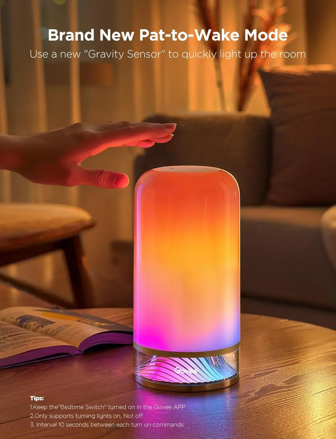 RGBIC Smart Table Lamp, Touch Bedside Desk Light with Alexa & Matter, 64 Scene Modes for Bedroom Living Room Night Light
