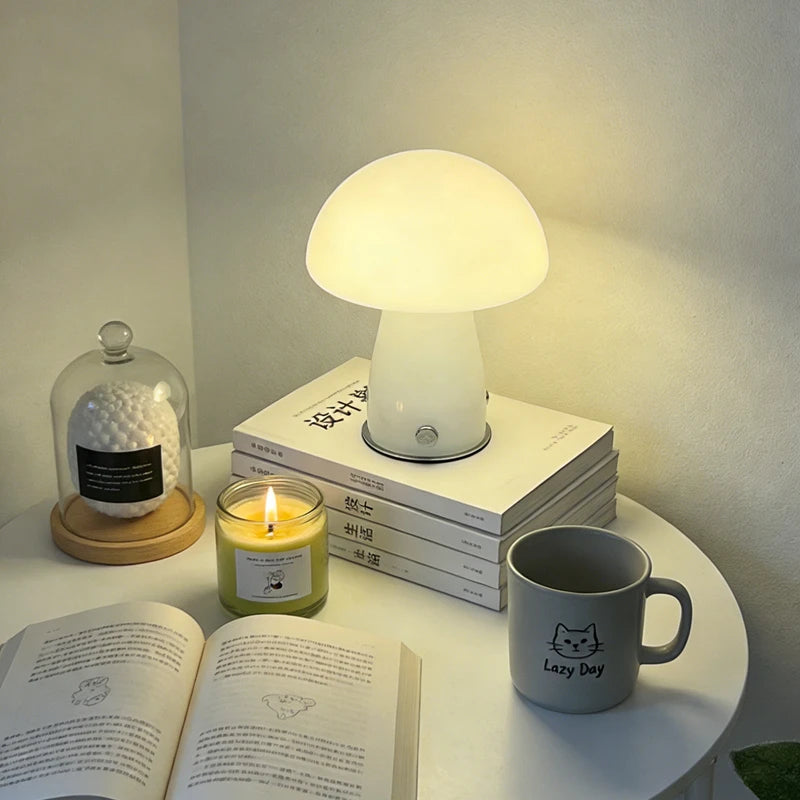 Bauhaus Mid-Century Mushroom Table Lamp Nordic Ins Girls Style High-End Glass Ambient Light for Homestay Showroom Living Room