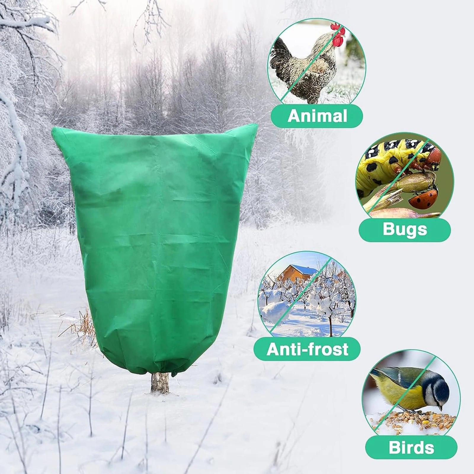Plant Cover Anti Frost Blanket Trees Winter Freeze Protection Reusable Drawstring Closure Bag for Dwarf Trees Plants Shrubs