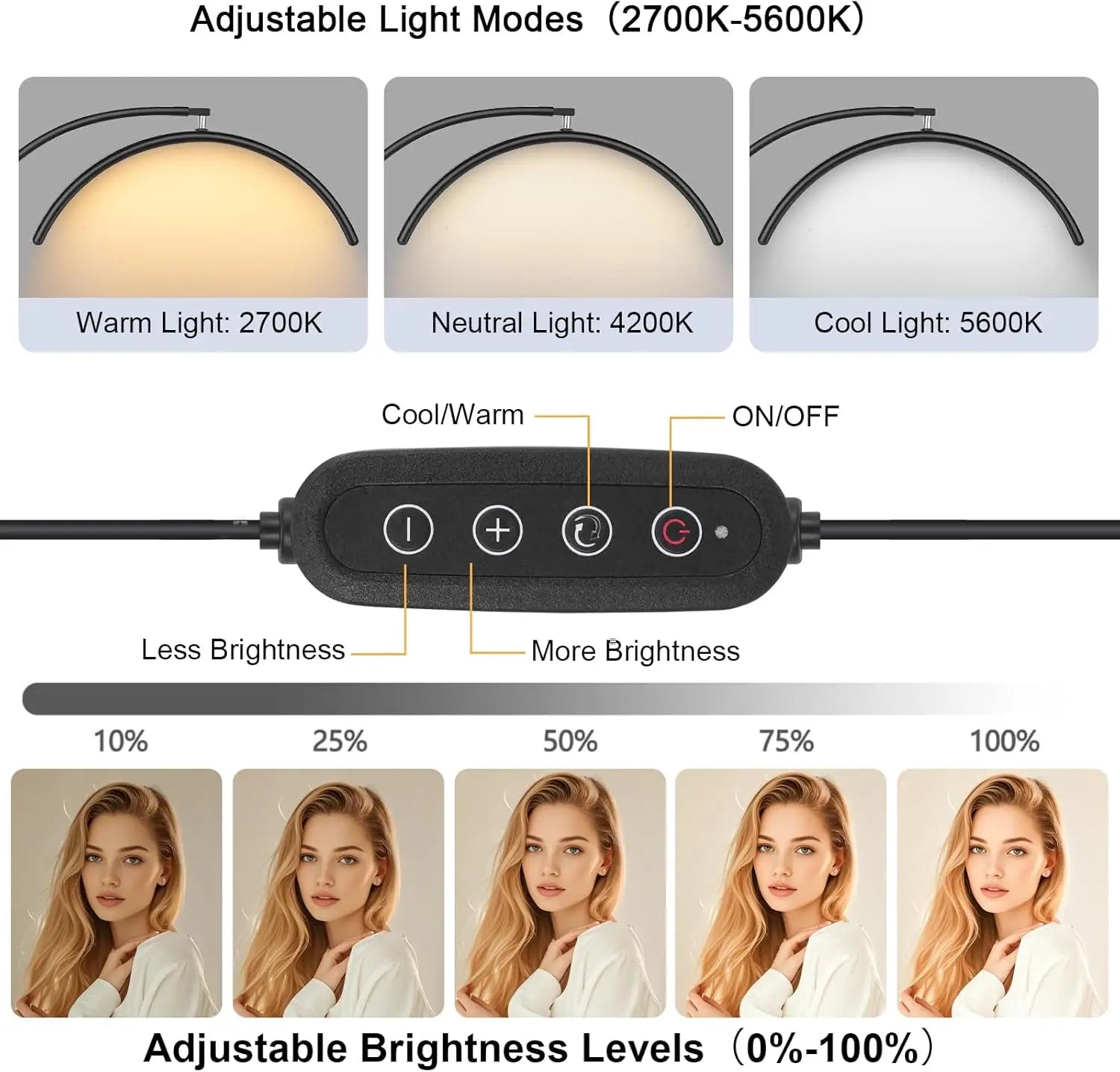 Dimmable LED Lash Lamp with Flexible Gooseneck, Shadow-Free Light for Eyelash Extensions, Tattoo, SPA