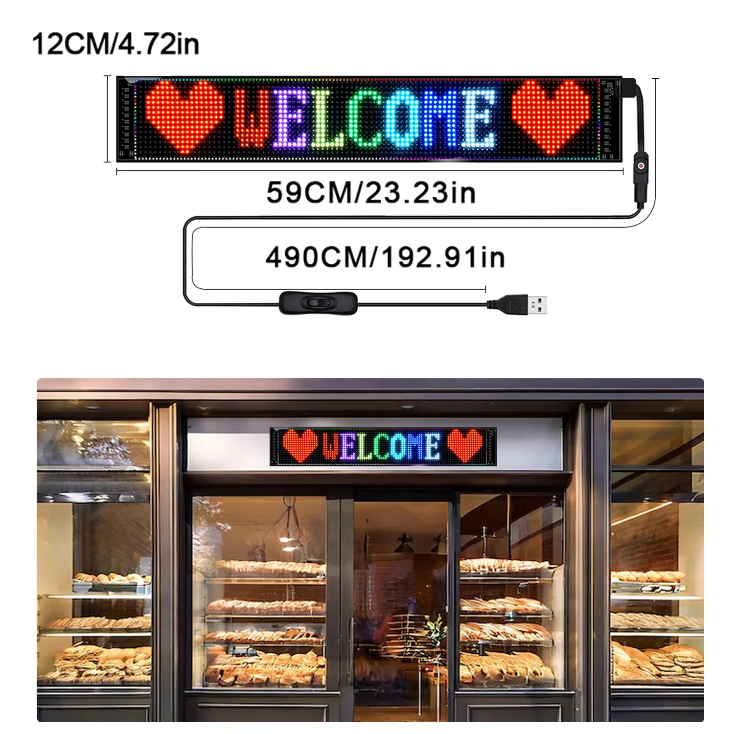 LED Flexible Screen Scrolling Advertising LED Signage USB 5V Bluetooth App Control Programmable Text Pattern Clock LED Car sign