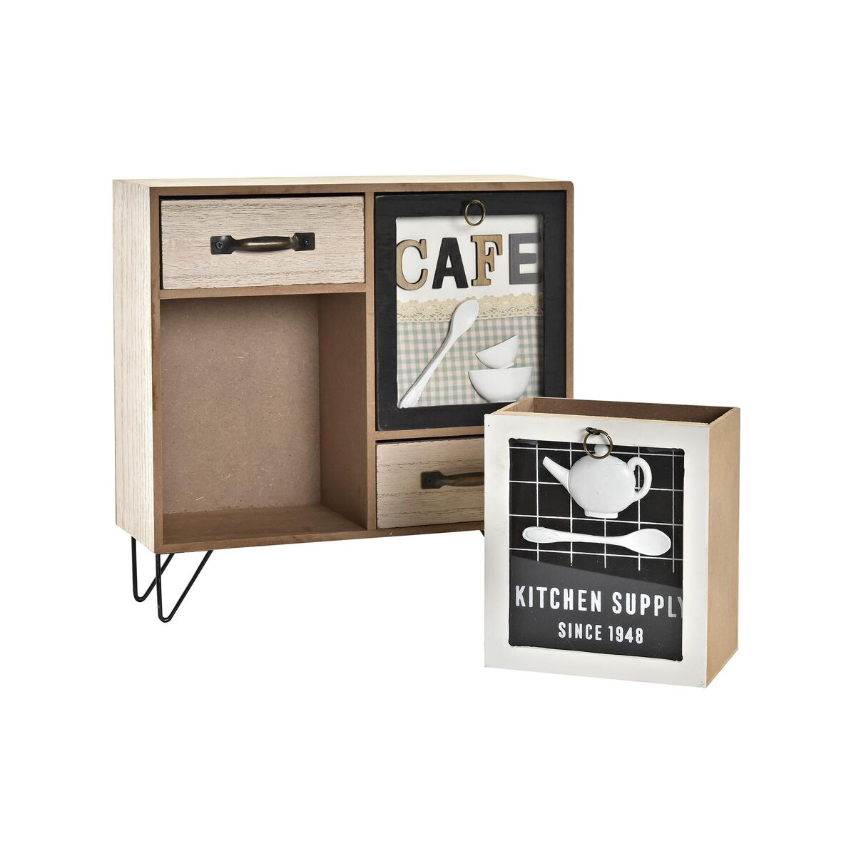 Kitchen furniture DKD Home Decor Brown Black Green 30 x 10 x 29 cm Kitchen