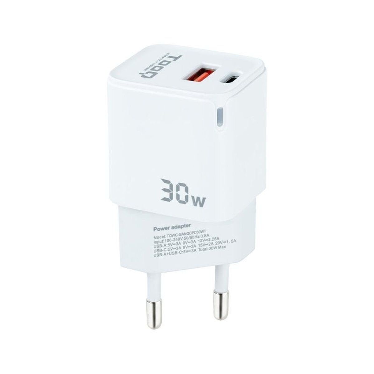 Wall Charger TooQ TQWC-GANQCPD30WT White 30 W