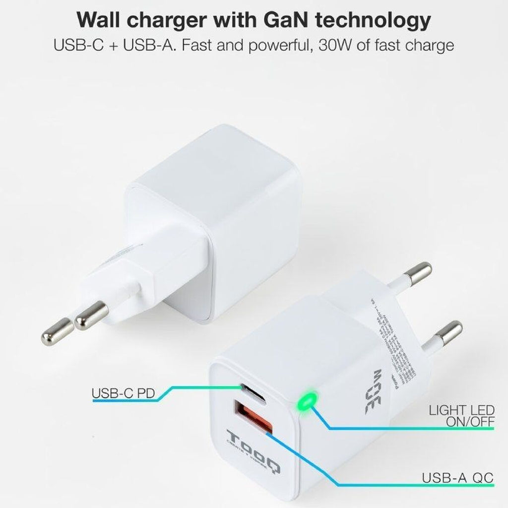 Wall Charger TooQ TQWC-GANQCPD30WT White 30 W