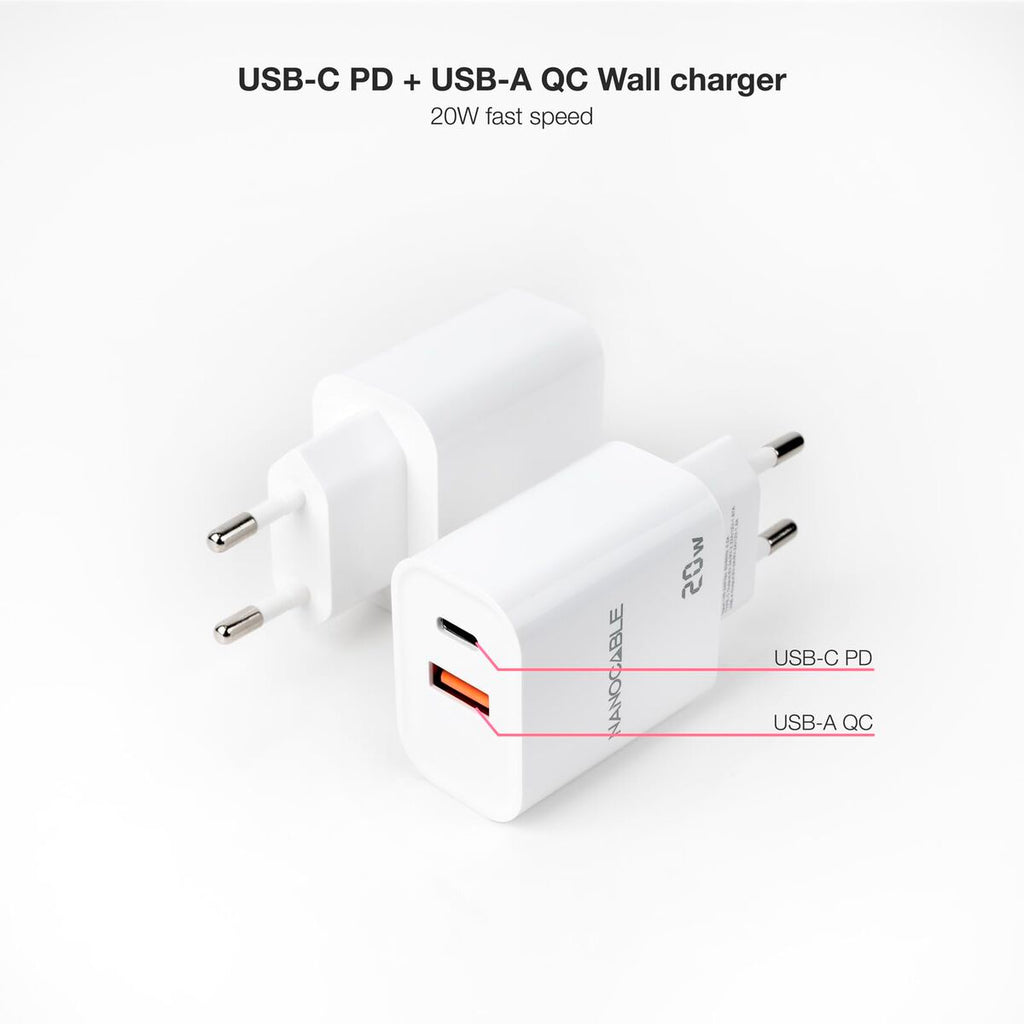 Wall Charger NANOCABLE 10.10.2007 White 20 W