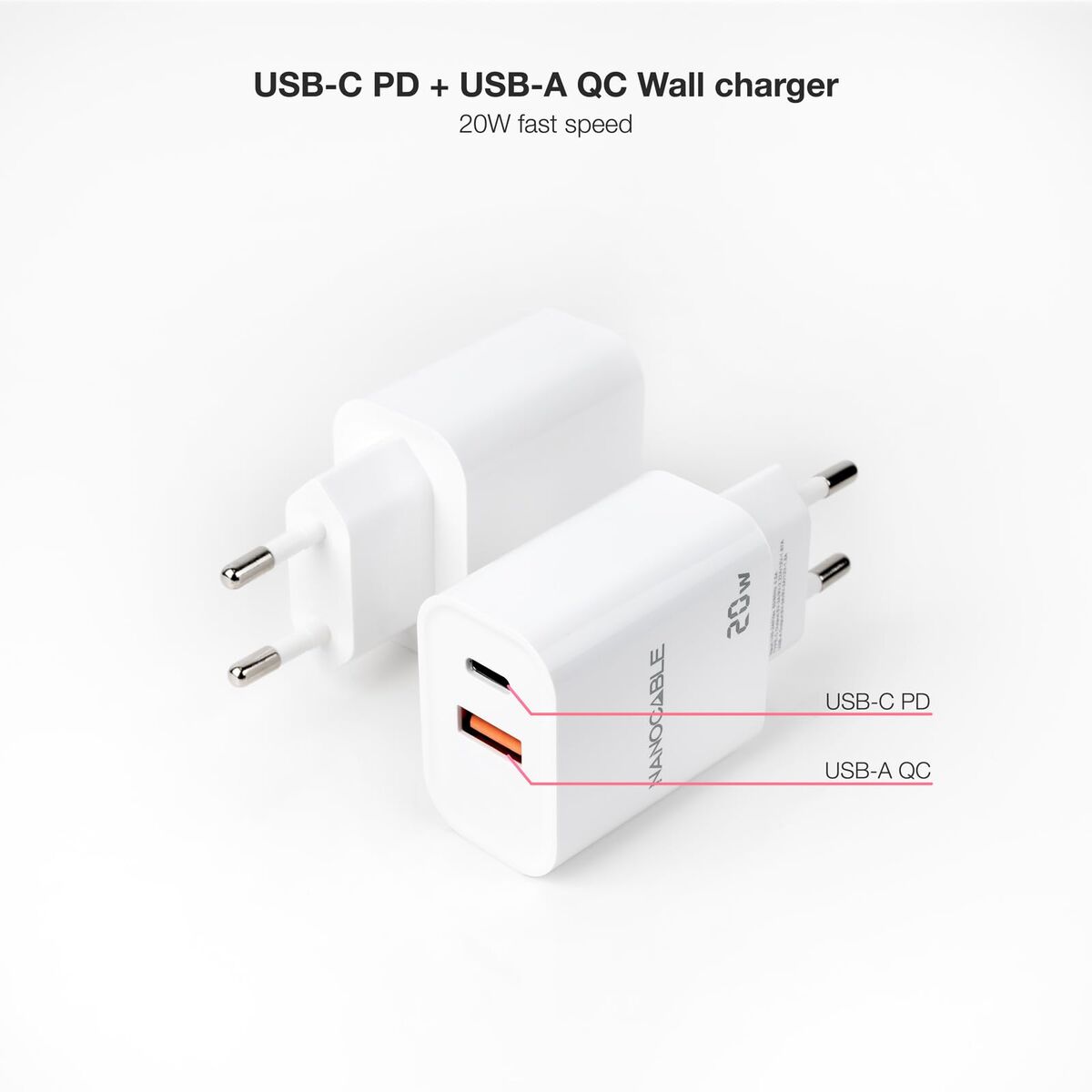 Wall Charger NANOCABLE 10.10.2007 White 20 W