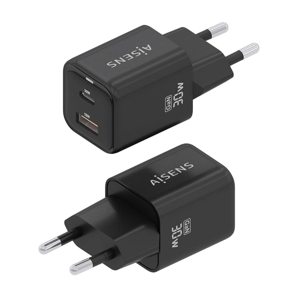 Wall Charger Aisens ASCH-30W2P021-BK Black Multicolour 33 W
