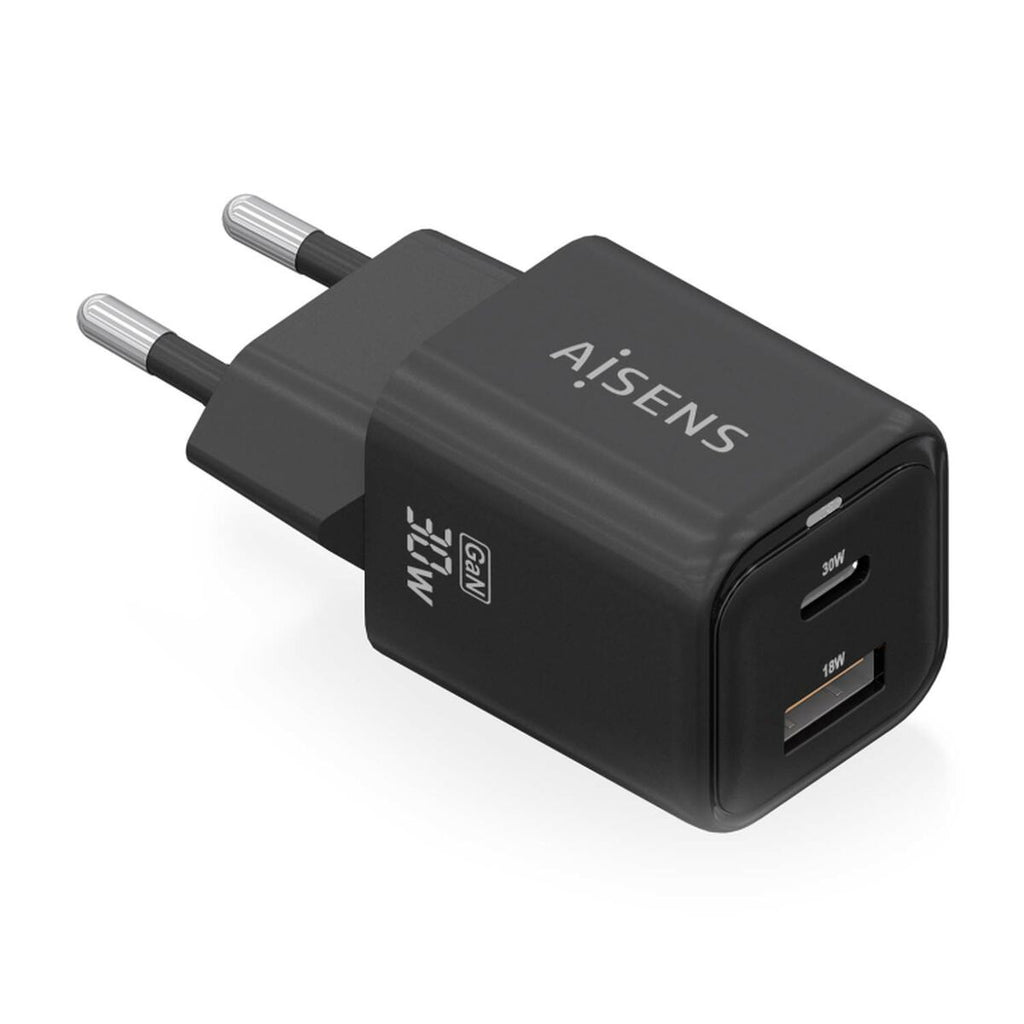Wall Charger Aisens ASCH-30W2P021-BK Black Multicolour 33 W